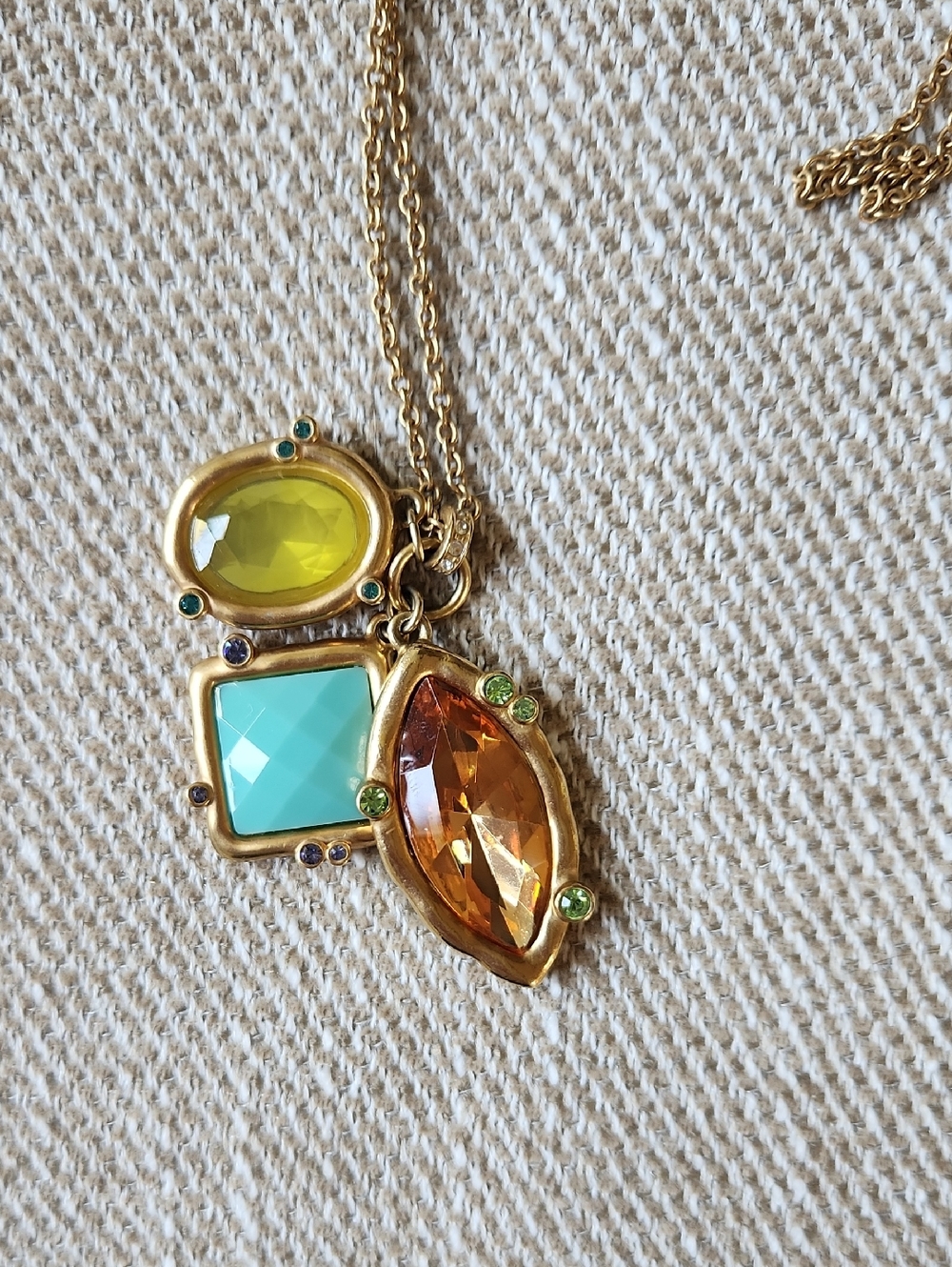 T. Tahari Gold-Tone Pendant Necklace with Turquoise, Amber & Lemon Stones